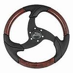 Schmitt Marine Steering Wheel Black with Burlwood