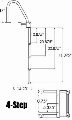 4 Step Stern Entry Pontoon Boat Ladder