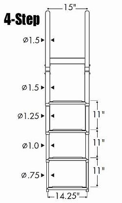 4 Step Stern Entry Pontoon Boat Ladder