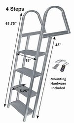 4 Step Aluminum Pontoon Boat Ladder 