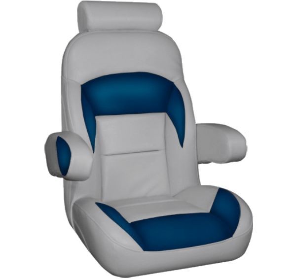 thumbnail interactive-video image 1 of MiD Marine Premium Captain's Flip-Up Bolster Boat Seat – White & Blue 1 of 6