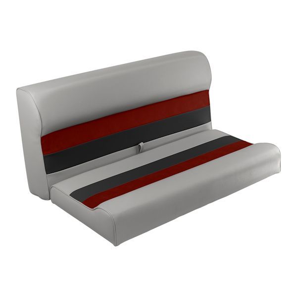 Ding and Dent 37" Deluxe Pontoon Bench Cushions-Gray/Red/Charcoal