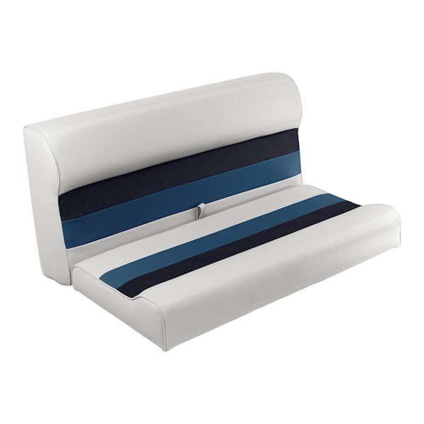 Ding and Dent 37" Deluxe Pontoon Seat Cushions-White/Navy/Blue 