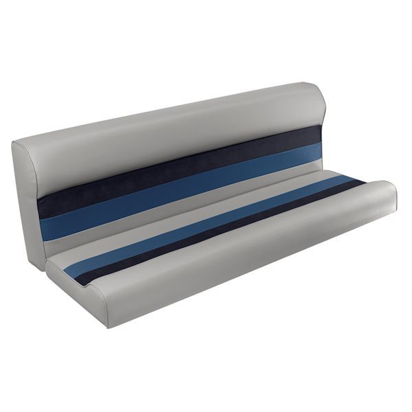 Ding and Dent 55" Deluxe Pontoon Bench Seat Cushions- Gray/Navy/Blue