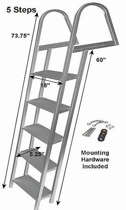 5 Step Aluminum Pontoon Boat Ladder