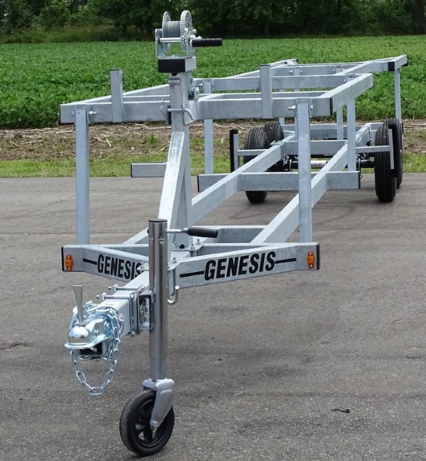 Scissor lift pontoon trailer