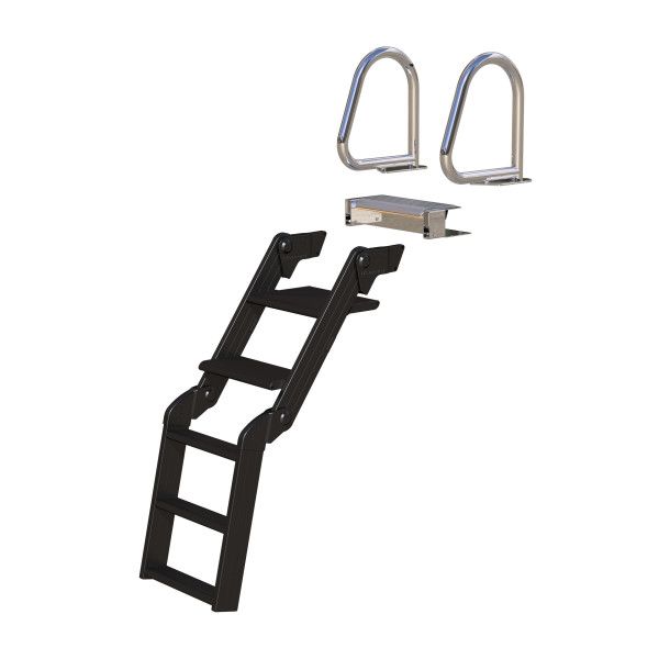 Lippert SureStep™ Free-Fit Pontoon Boat Ladder – Stainless Steel Handrails; 