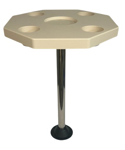 Ivory octagonal pontoon boat table with dome mount, 28-inch height