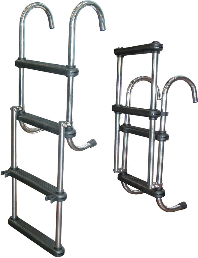 Stainless Steel Pontoon Boat Ladder  - 4 Step Folding